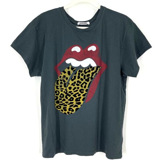 Daydreamer Rolling Stones Leopard Tongue Tee Black Cotton T-Shirt Large - Picture 6 of 6